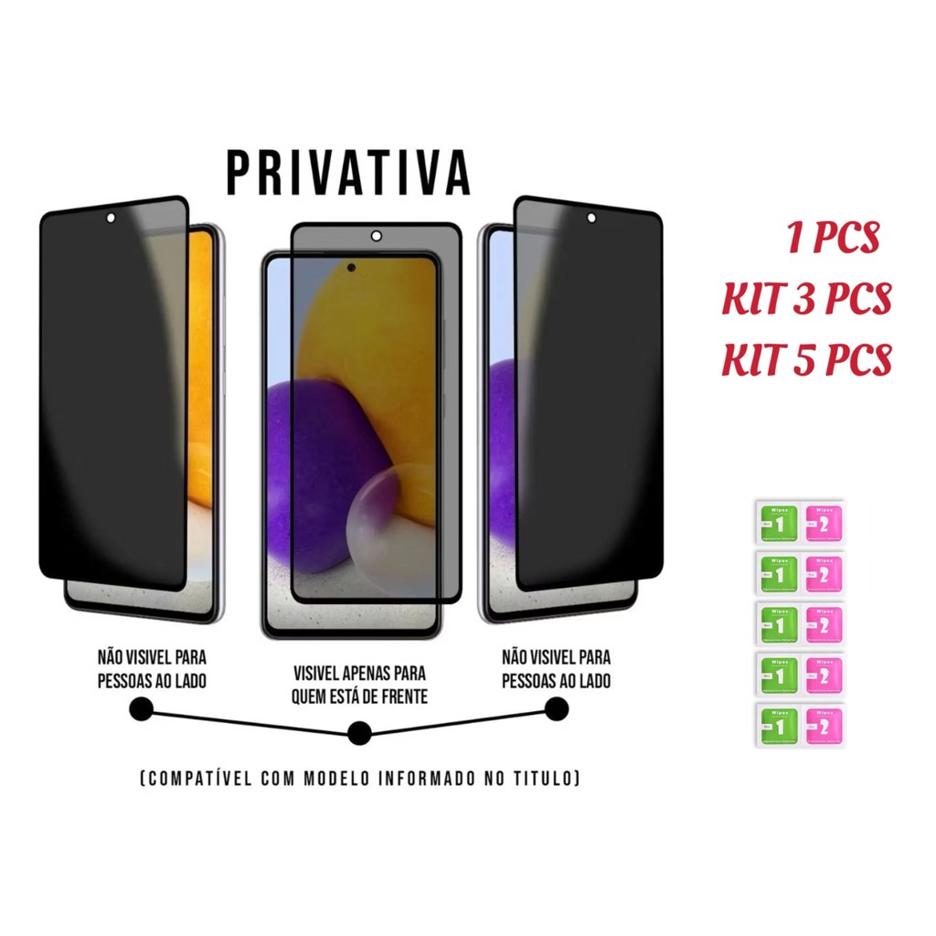 KIT 1 3 5 PCS película de vidro 3D privacidade para Redmi Note 14 em Oferta na Shopee