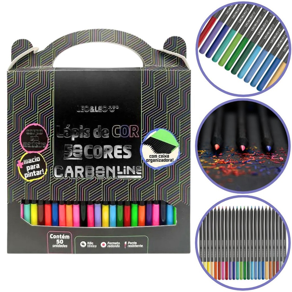 Lapis De Cor 50 Cores Carbon Line Soft Macio Leonora em Oferta na Shopee