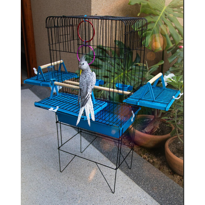 Viveiro Triplex SLIM Para Calopsitas Ring Neck Rosela Pássaros Aves Mansas Livres Gaiola Aberta Poleiro Jel Plast