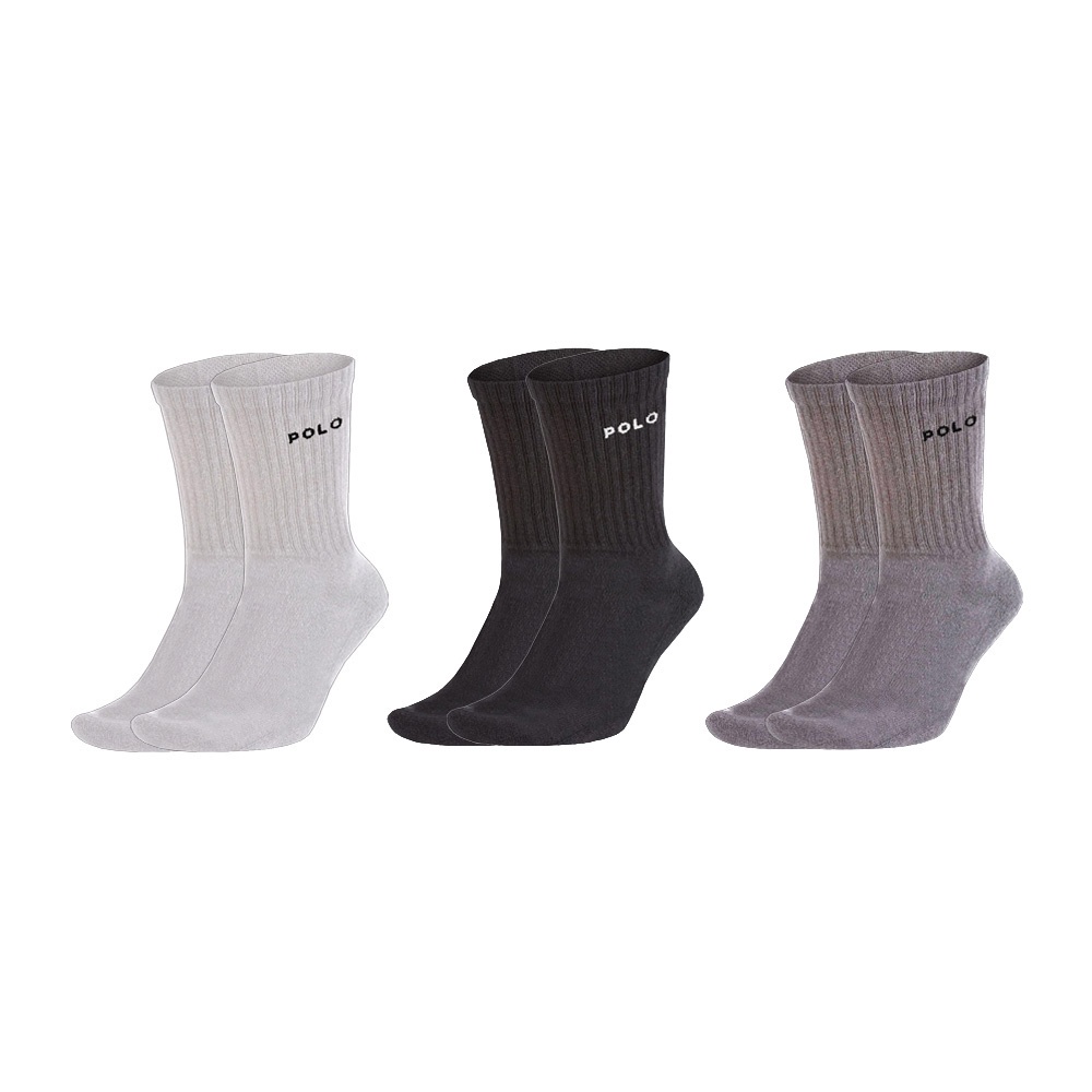 Kit C/3 Meias Algodão Cano Médio Polo Star Sortido V2