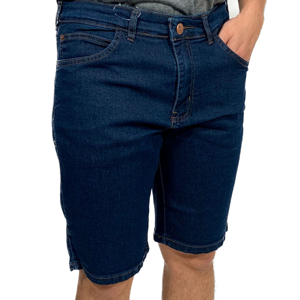 Bermuda Jeans Masculina Azul Escura Com Elastano Vilejack