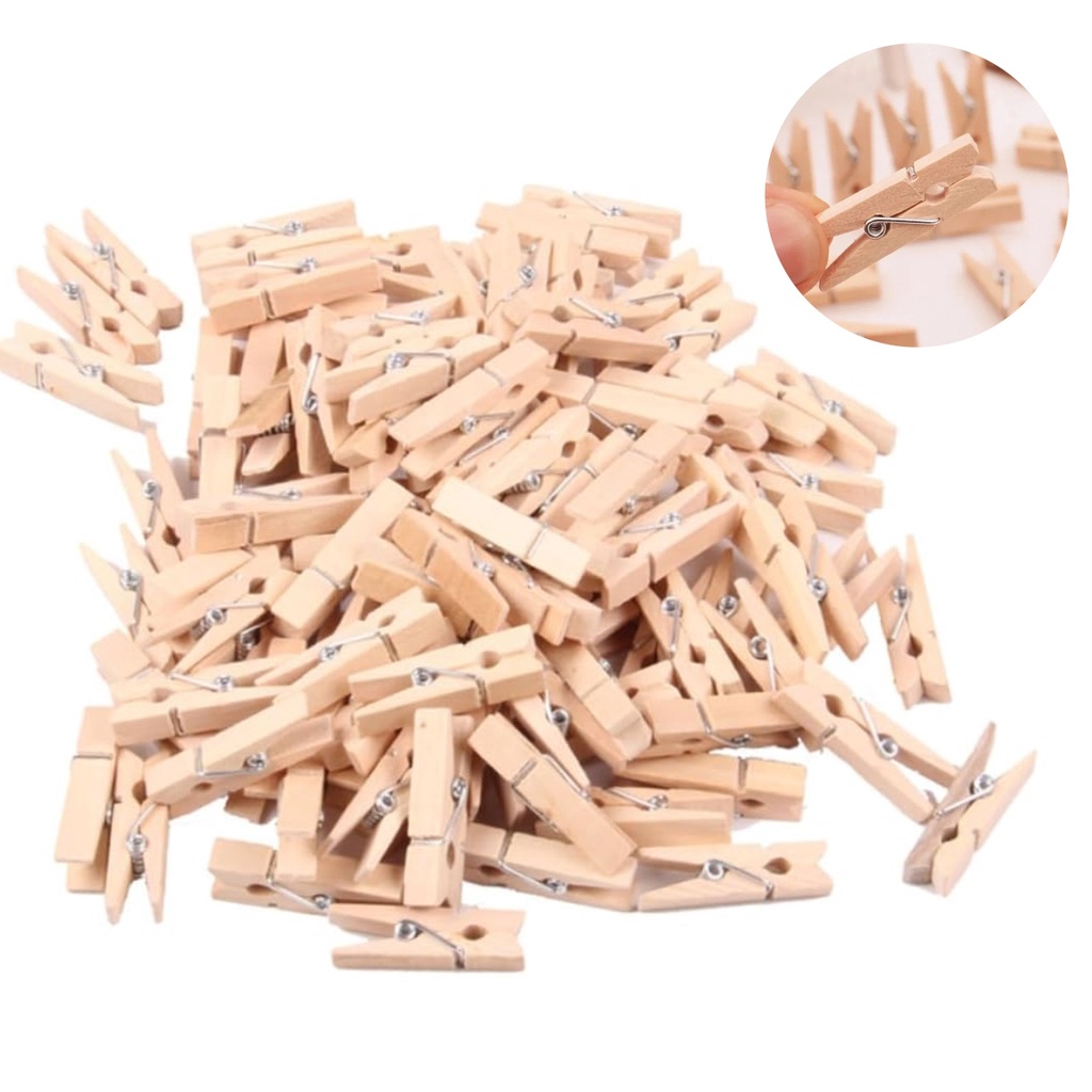 KIT MINI PRENDEDOR PREGADOR DE MADEIRA 2,5CM MARROM 100 PEÇAS