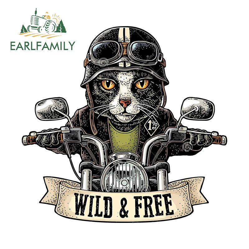 EARLFAMILY 13cm Gato Equitação Motocicleta Adesivo De Carro Mala Portátil Pára-Choques Janelas Decalque De Vinil À Prova