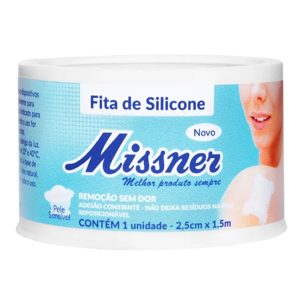 Fita de Silicone Hipoalérgica Branca 2,5cm x 1,5m - Missner