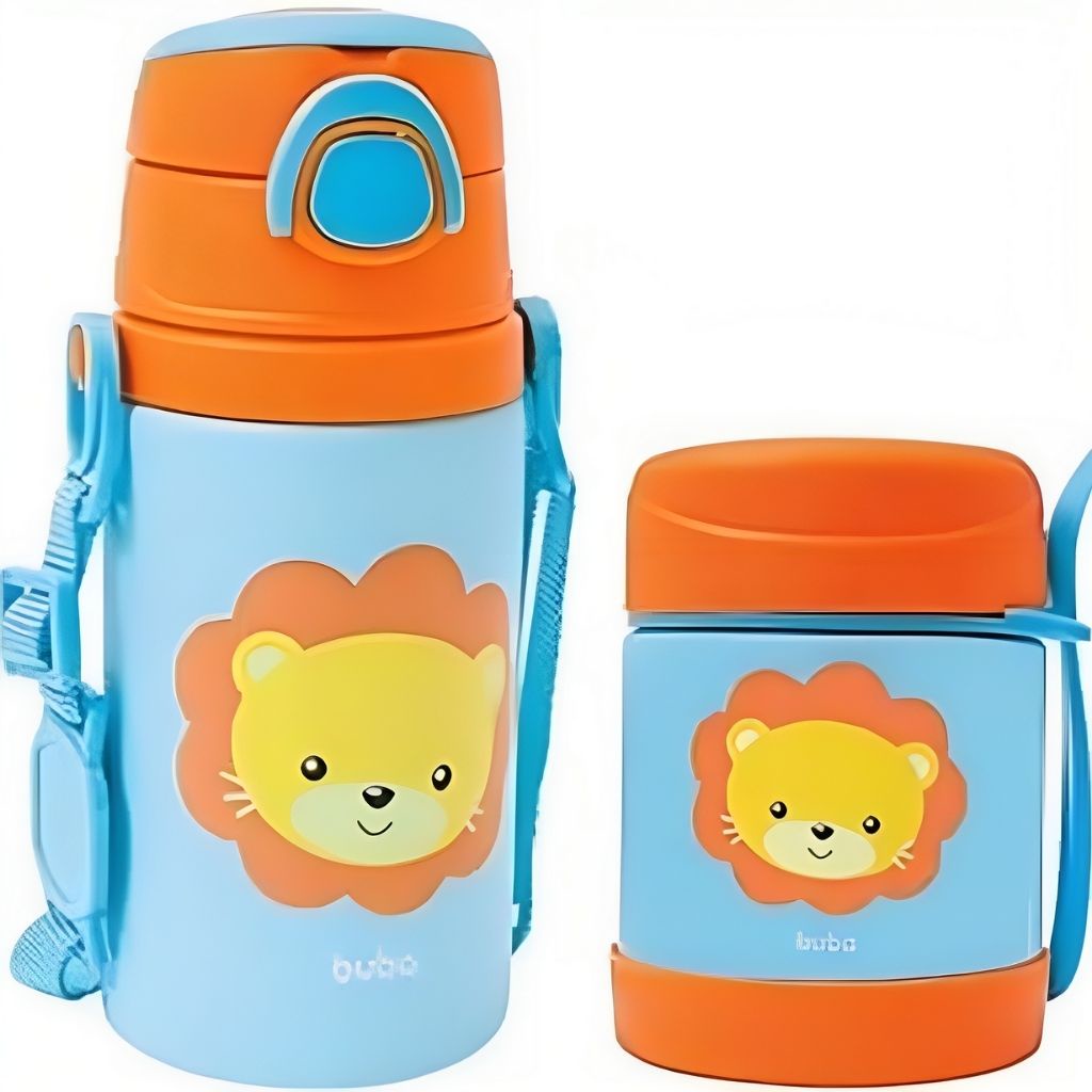 Kit Refeição Infantil Garrafinha e Pote Térmico Leãozinho - Buba - Mom & Baby