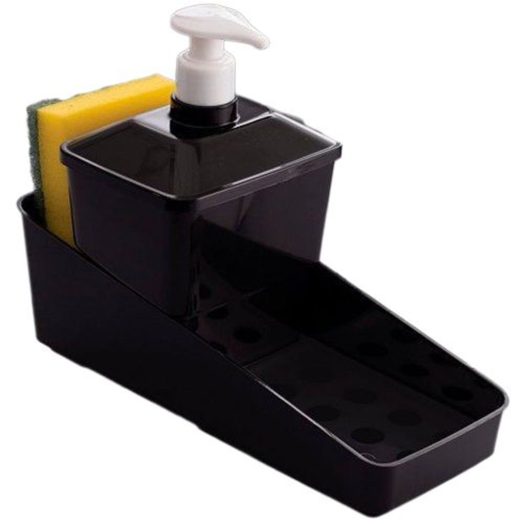 Conjunto Porta Detergente Suporte Esponja Sabão 600ml PLASÚTIL — imagem 2 de 2