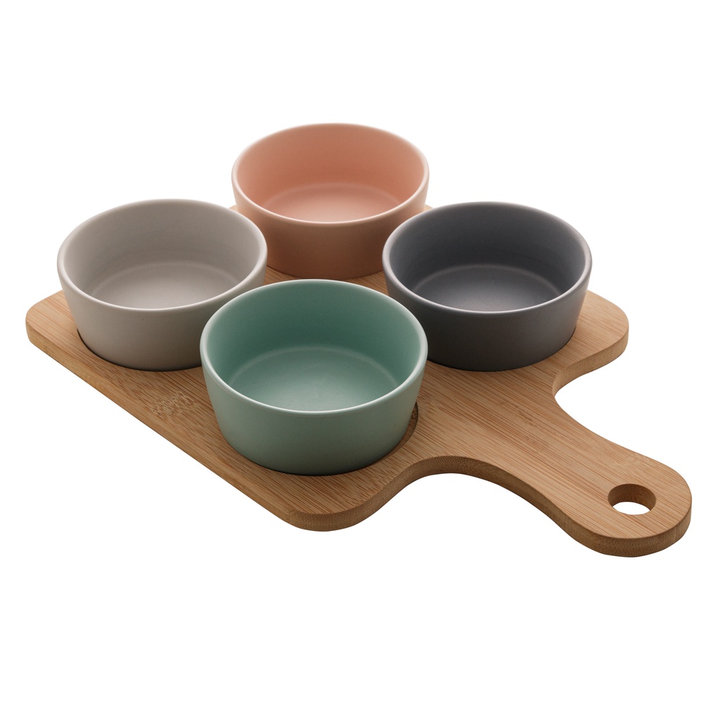 BANDEJA TRAVESSA PETISQUEIRA C/ 4 POTES CERÂMICA TÁBUA 31CM