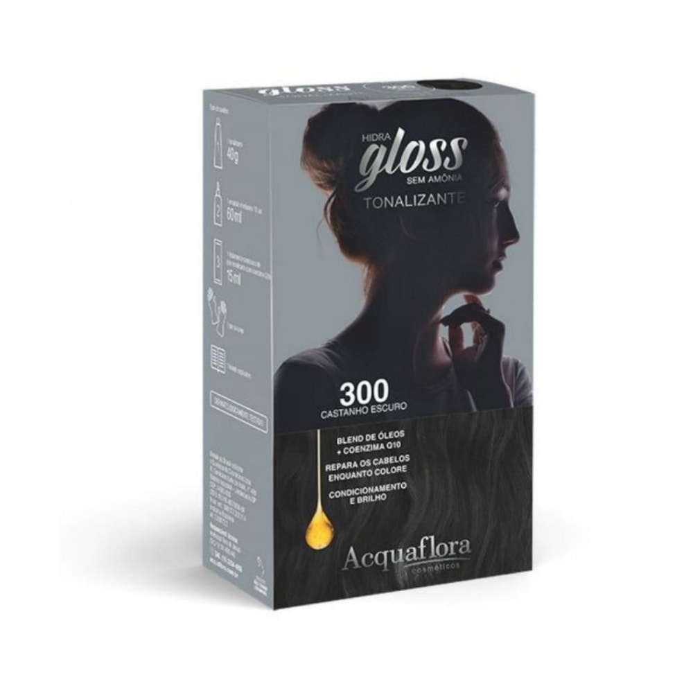 Tintura Tonalizante Acquaflora Kit Hidra Gloss 300 Castanho Escuro - Beauty