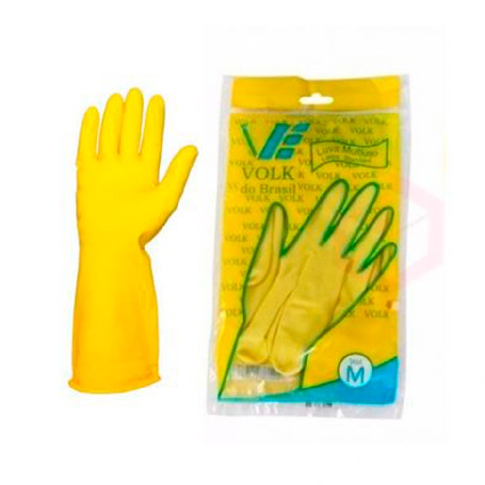 Luva Látex Multiuso Volk Amarela - Tam. M em Oferta na Shopee