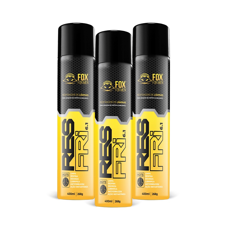 RESFRIADOR DE LAMINAS 400ML - 268G - 3 UND - ATACADO - FOX FOR MEN