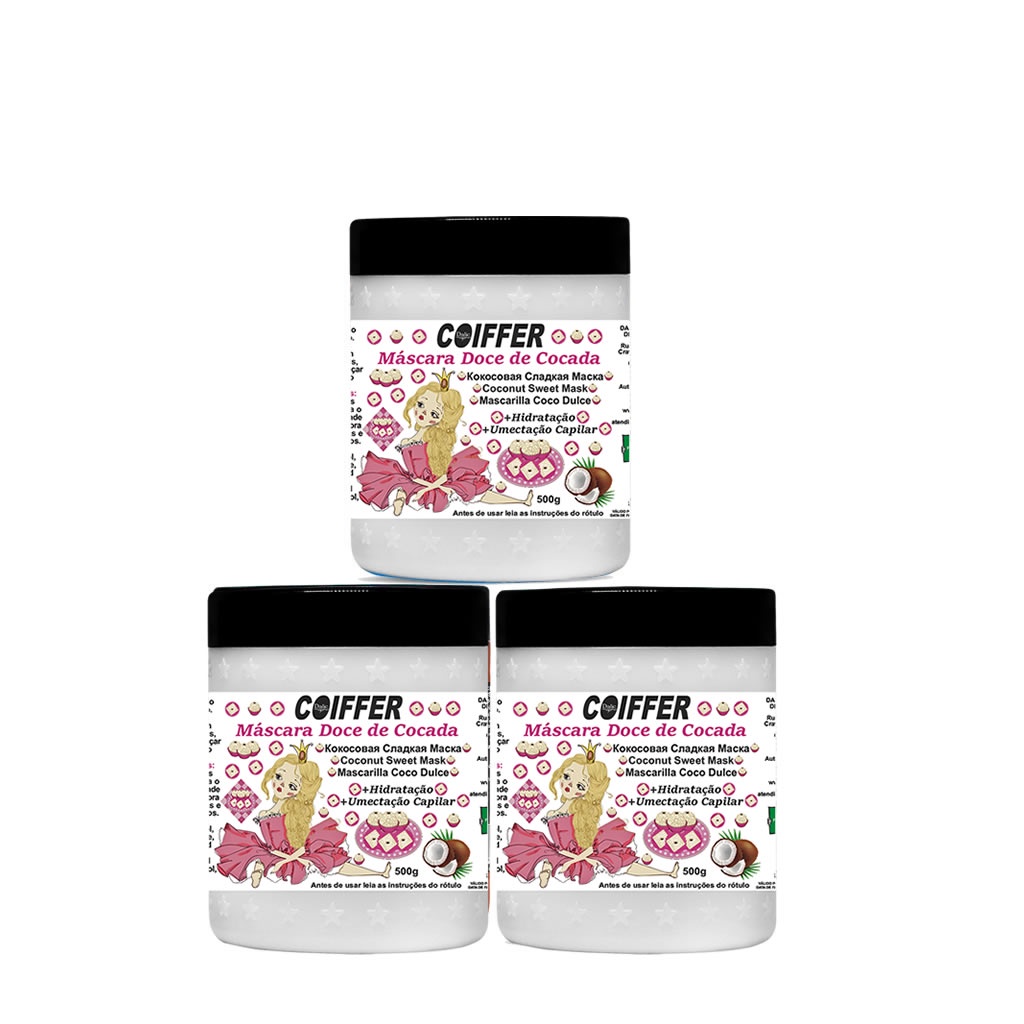 3 Unid. MASCARA DOCE DE COCADA COIFFER 500G