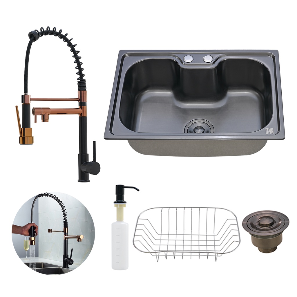 Kit Cuba Luxo Preta C/ Torneira Gourmet Rose Gold Preta em Oferta na Shopee