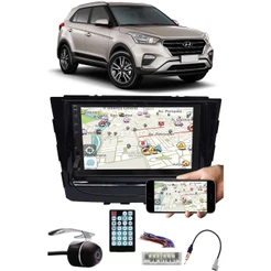 Multimídia Hyundai Creta Espelhamento Bluetooth USB SD Card + Moldura + Chicotes + Câmera Ré