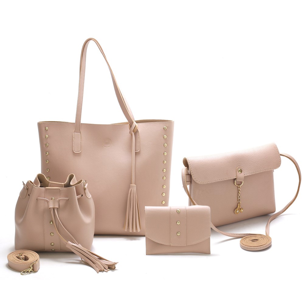 Bolsa Feminina Kit 4 Itens Bolsa Sacola+festa+saco+carteira