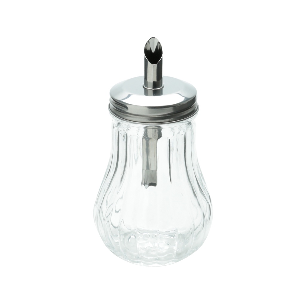 Pote Açucareiro de Vidro Borossilicato com Tampa de Aço Inox 200ml 7,5x14cm Lyor Dosador Estilo Vintage