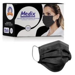 Máscara Medix Preta Tripla Camada C/Clips Nasal C/Elástico C/50 Un