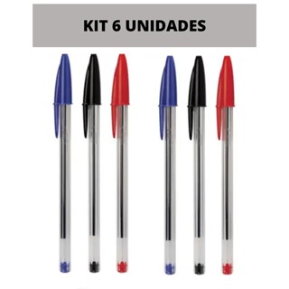 Caneta Esferográfica Bic Cristal-KIT 6 UNIDADES