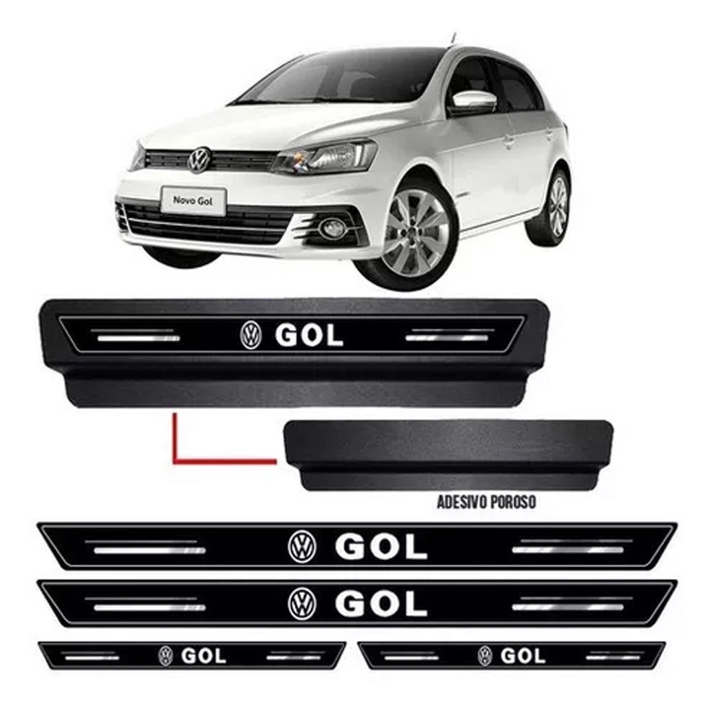 Soleira De Porta Protetora Gol G3 G4 G5 G6 G7- Kit Preto 8pç