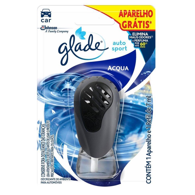 Odorizador Automotivo Glade Auto Sport Acqua 7ml Grátis Aparelho - Home & Living
