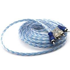 Cabo RCA 5 Metros Dupla Blindagem Injetado Azul 4mm