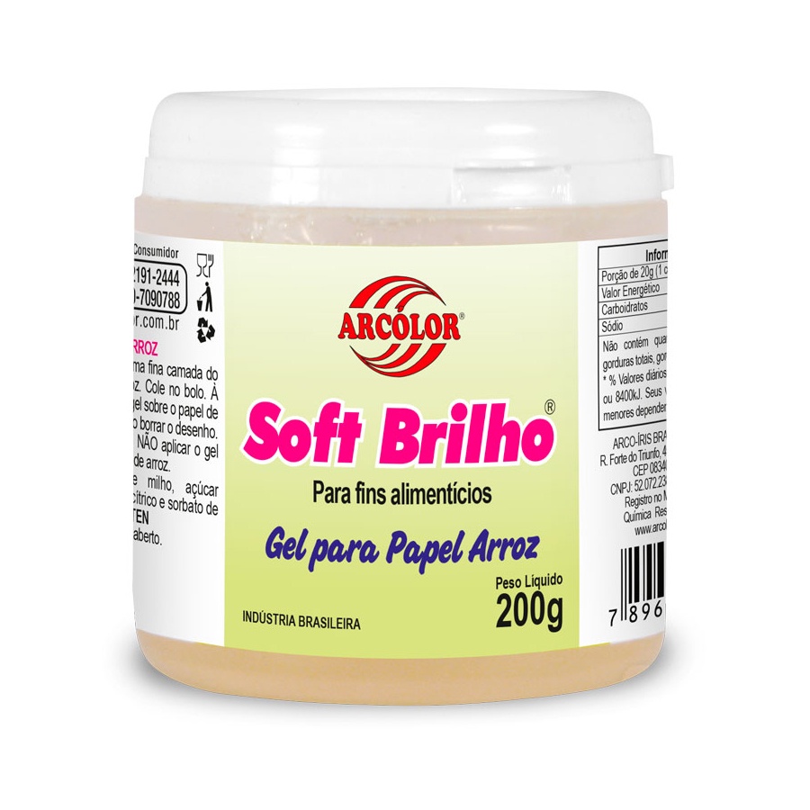Gel para Papel de Arroz Soft Brilho 200g - 01 unidade - Arcolor - Rizzo Distribuidora