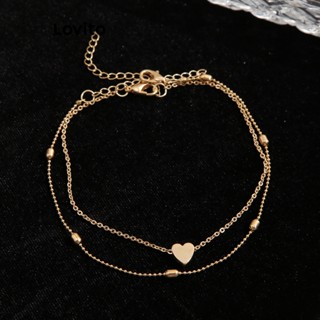Lovito Casual Tornozeleira Feminina de Metal com Coração LFA02038 (Dourado)