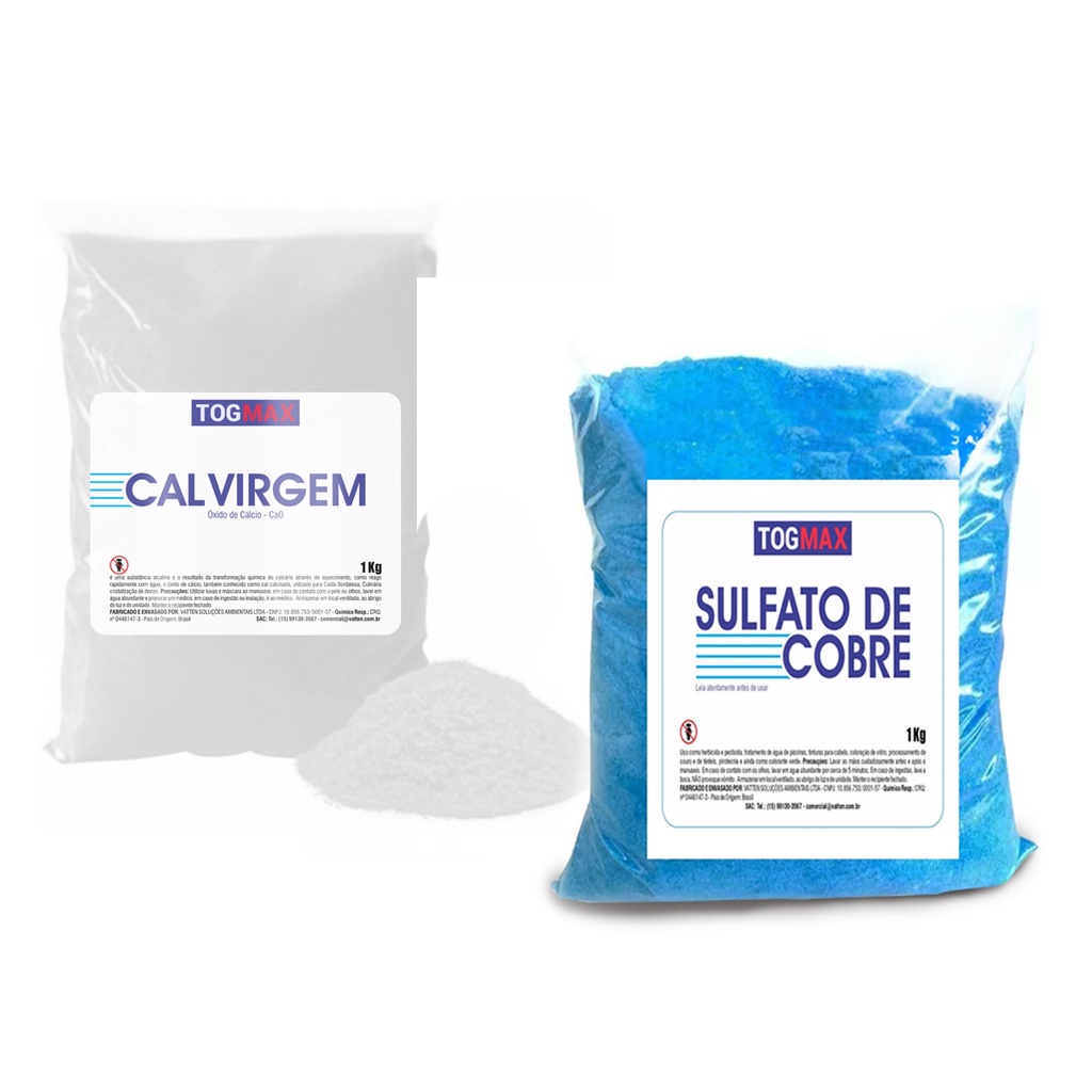 Sulfato de Cobre 1kg + Cal Virgem 1kg P/ Calda Bordalesa em Oferta na Shopee