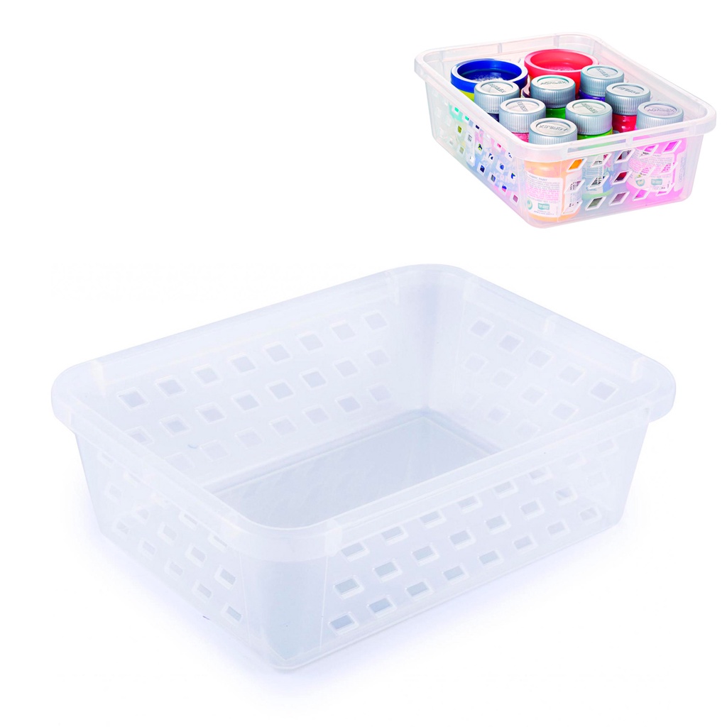 1 Cestinha transparente plástico pequena para armários guarda roupa infantil cozinha lavanderia organização plasútil