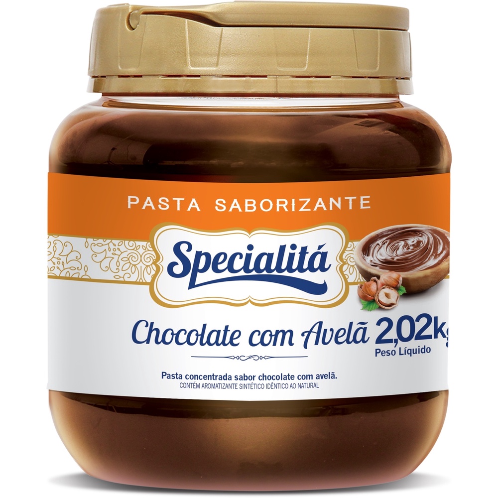 PASTA SABORIZANTE SPECIALITÁ CHOCOLATE C/ AVELÃ 2KG - 2 RODAS em Oferta na Shopee