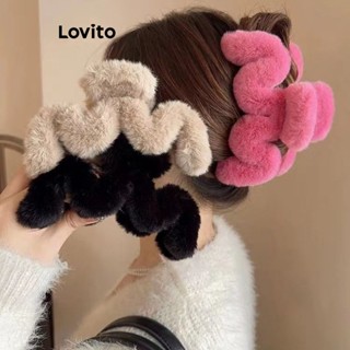 Lovito Grampos De Cabelo De Dopamina Extra Grandes Em Formato De M De Pelúcia Liso Casual Para Mulheres LFA09575