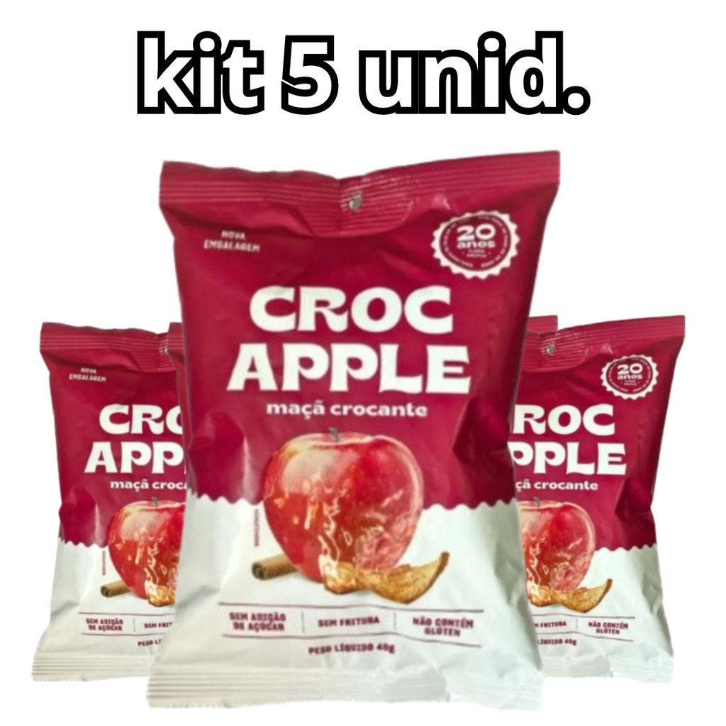KIT 5 unid Croc Apple Maça Crocante Desidratada 40g - Croc Apple