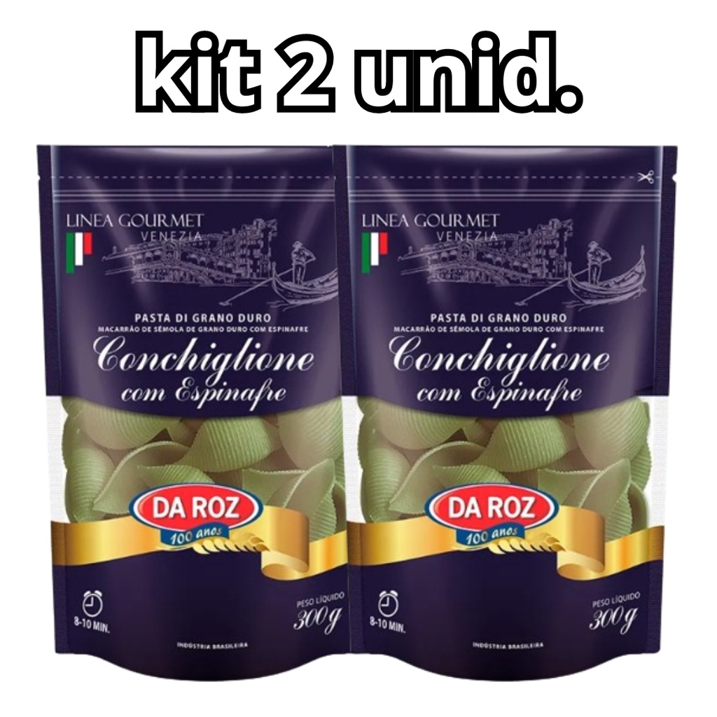 KIT 2 unid Macarrão Conchiglione de Espinafre 300g - Da Roz