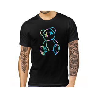 Camiseta Masculina Urso Multicolorido Casual