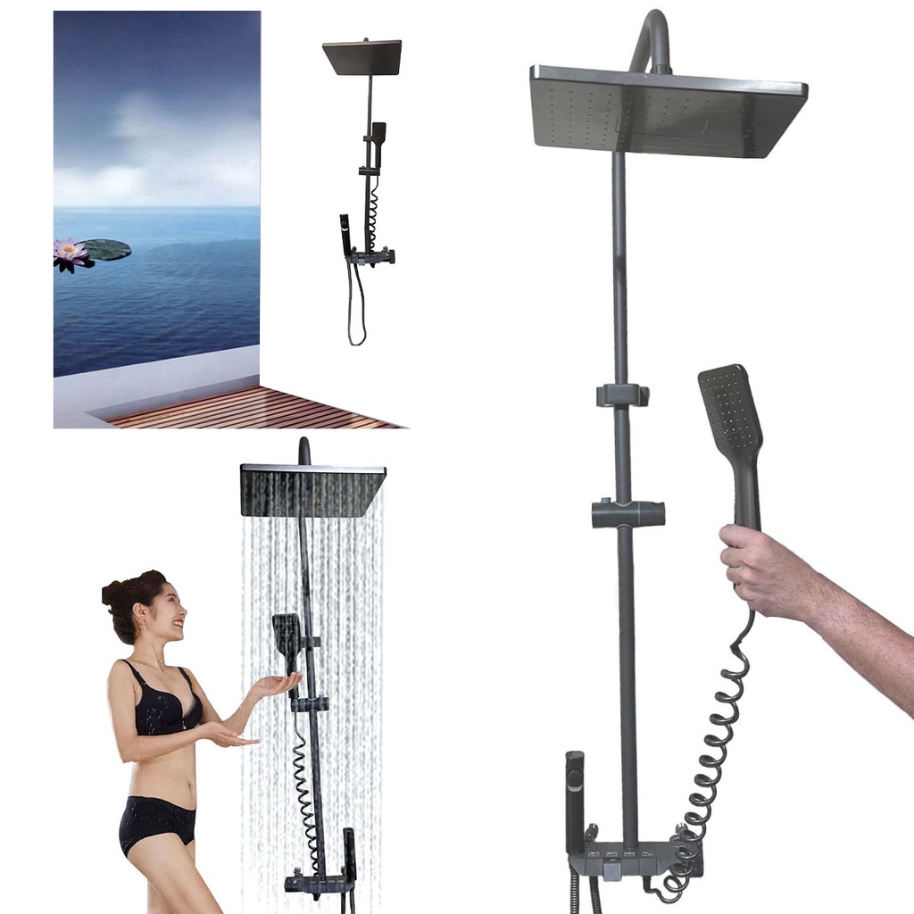 Chuveiro Luxo Ducha Chuveirinho Pressurizador Monocomando Agua Quente Fria Suporte Parede Box Banheiro Hotel Pousada Piscina