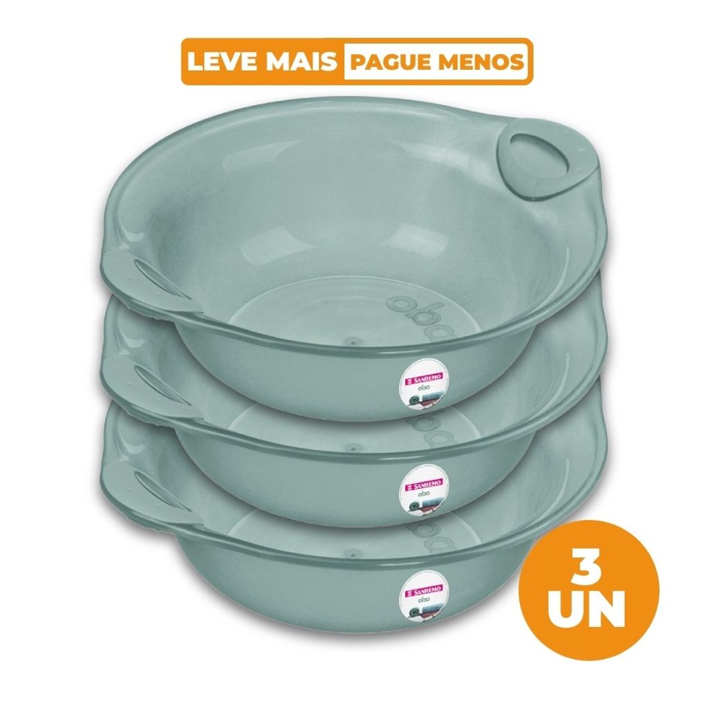 Kit 3 Bacias Plásticas Verde 5L Oba Sanremo em Oferta na Shopee