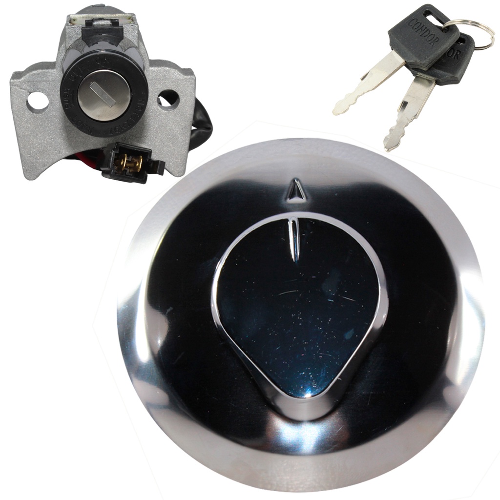 Kit conjunto travas chave ignição CG125 Fan 2014 a 2015 contato tampa do tanque 2 peças