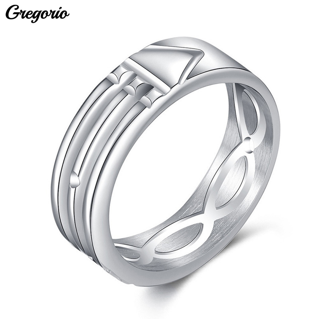GRA-Men Anel Simples Brilhante Superfície Lisa Geométrica De Eletrodeposição Decorativa em Oferta na Shopee