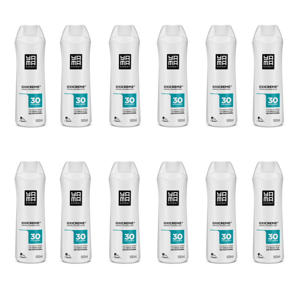Kit Com 12 Água Oxigenada Cremosa Yamá 30 vol - 900ml
