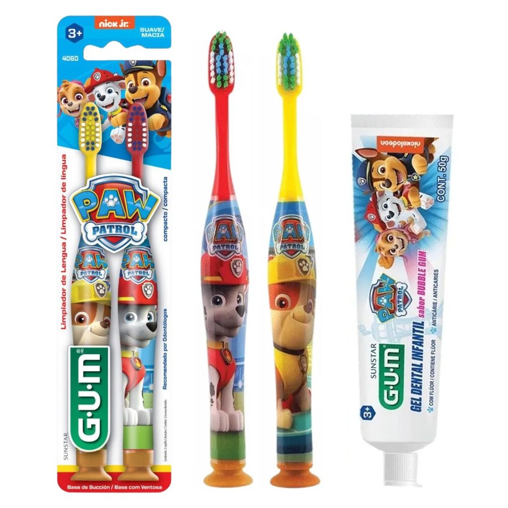 Kit Escova Infantil Patrulha Canina Gum 2 un + Gel Dental em Oferta na Shopee