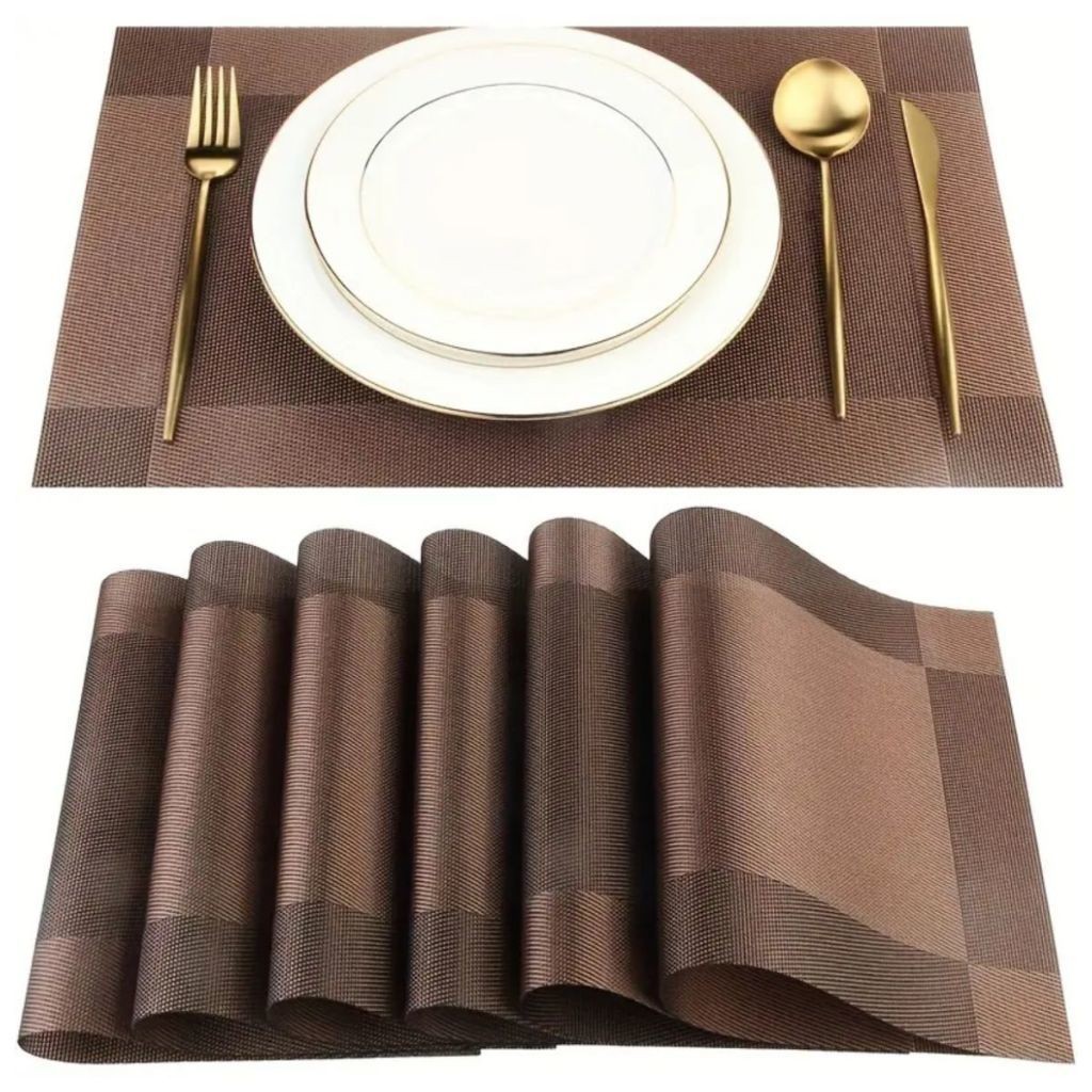 KIT Jogo Americano para Mesa Posta 4 ou 6 lugares em PVC Metalizado