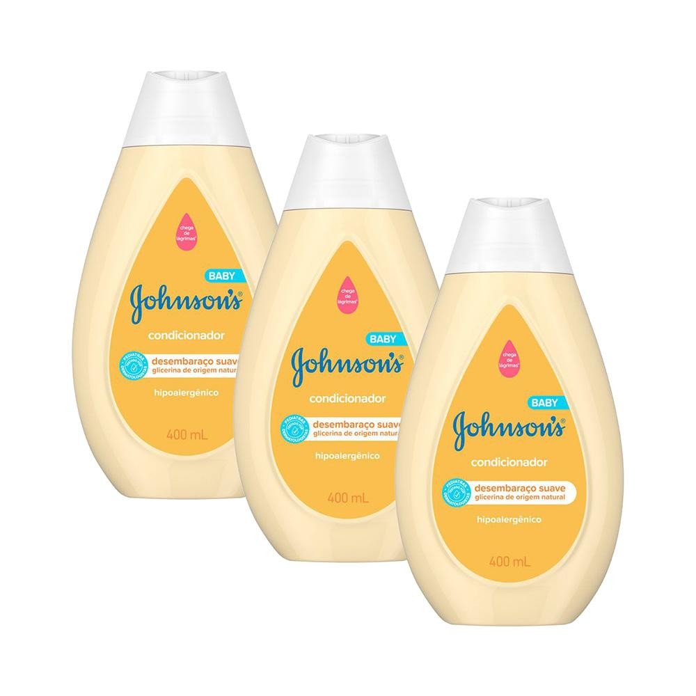 Kit com 3 Condicionadores Johnson's Baby de Glicerina 400ml - Mom & Baby