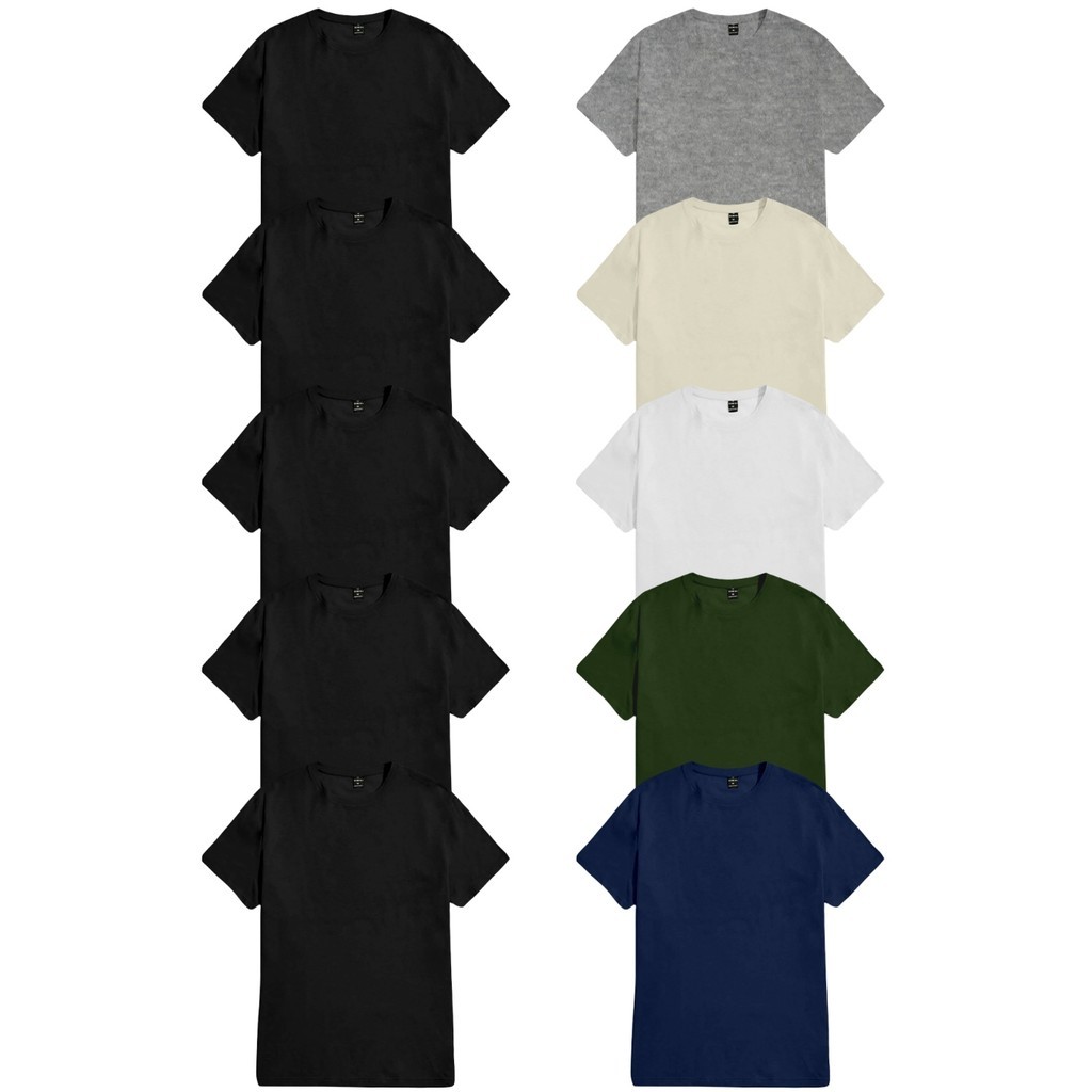 Blusa Kit 10 Diversas Unissex Basicas Camiseta Lisas Sem Estampa Colorida Oversized Confortavel
