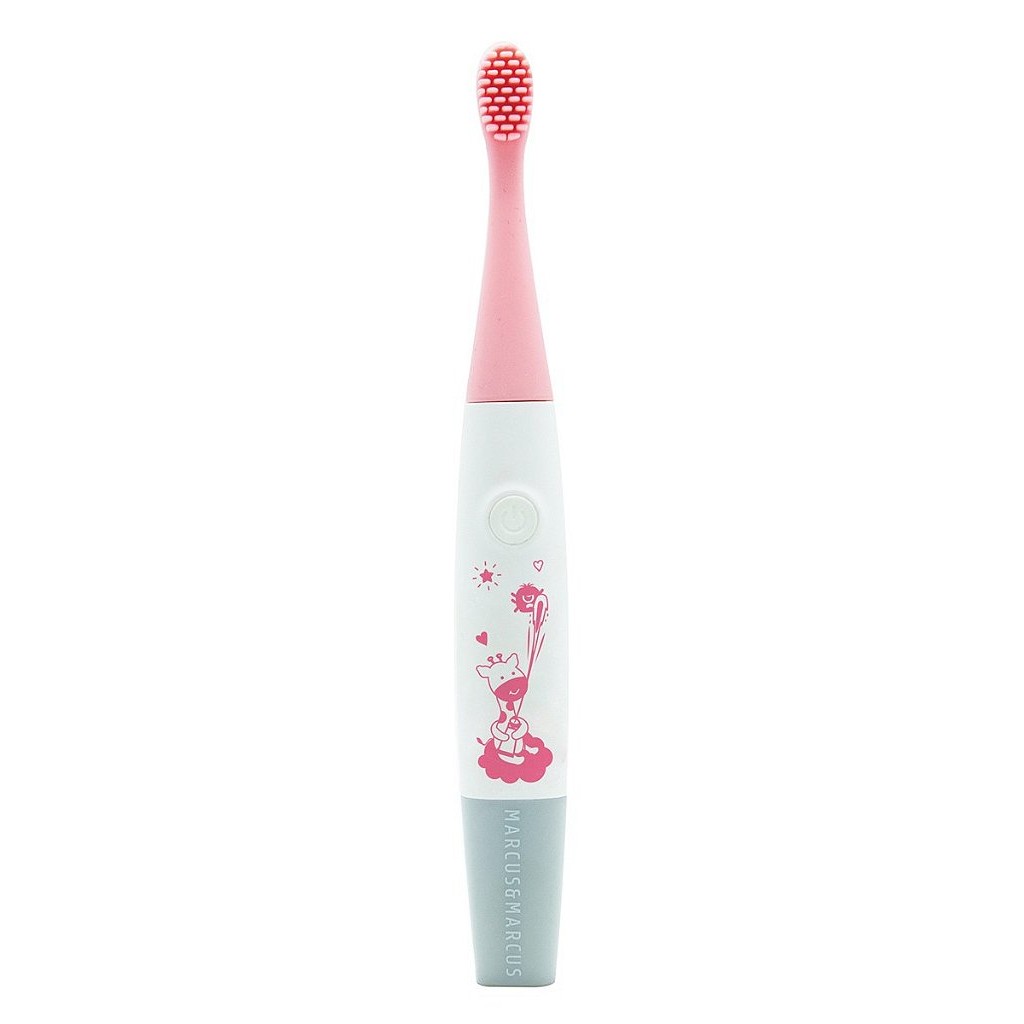 Escova Infantil em Silicone Elétrica e Reutilizável Rosa - Marcus & Marcus