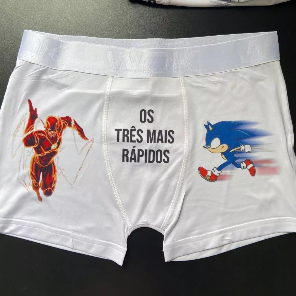 Cueca Box Personalizada Sonic e Flash "Os três mais rápidos em Oferta na Shopee