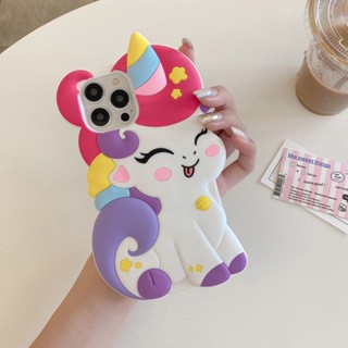 Capa De Cavalo Unicórnio Para iPhone 11 12 13 14 15 Pro Max Silicone Macia 3D Cartoon