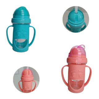 Garrafa de Transição Infantil 300ml Com Alça e Canudo Antivazamento Copo