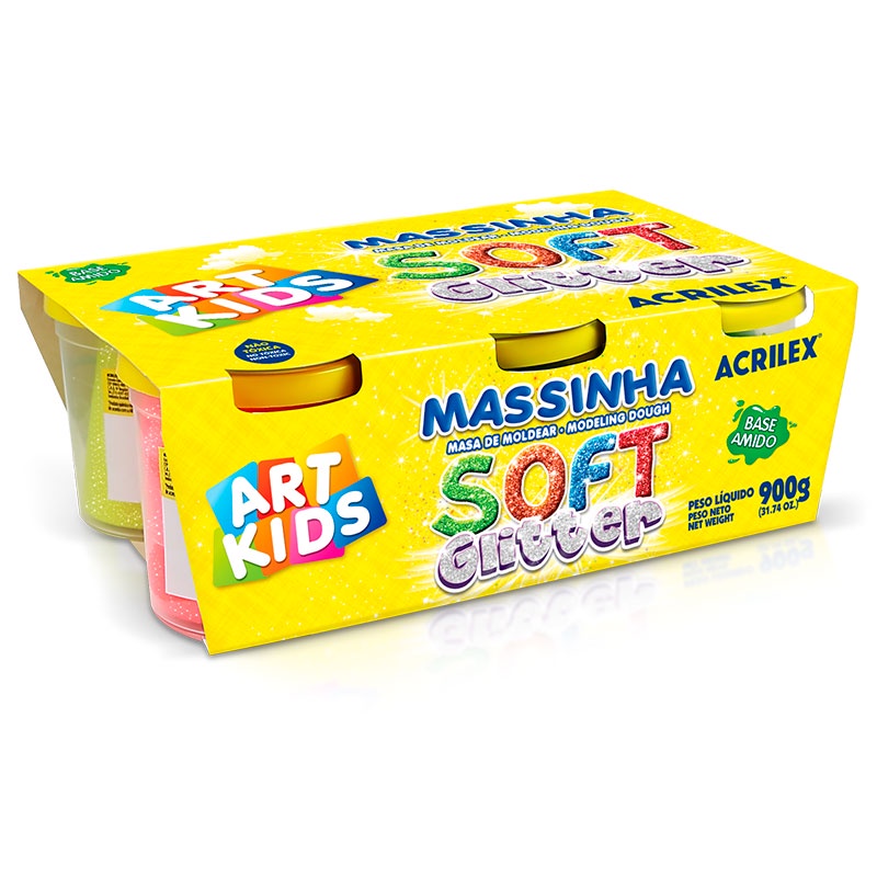 Massinha Soft Glitter com 6 cores 7366 Acrilex em Oferta na Shopee