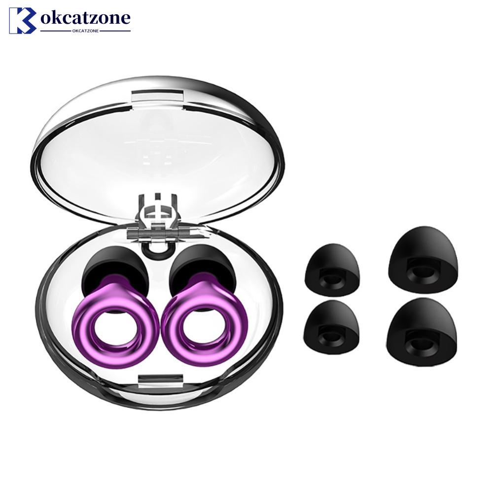OKCATZONE Tampões Auriculares Portáteis De Silicone Macio Anti-Ruído Laváveis Com Redução De Reutilizáveis Para Dormir A4E7