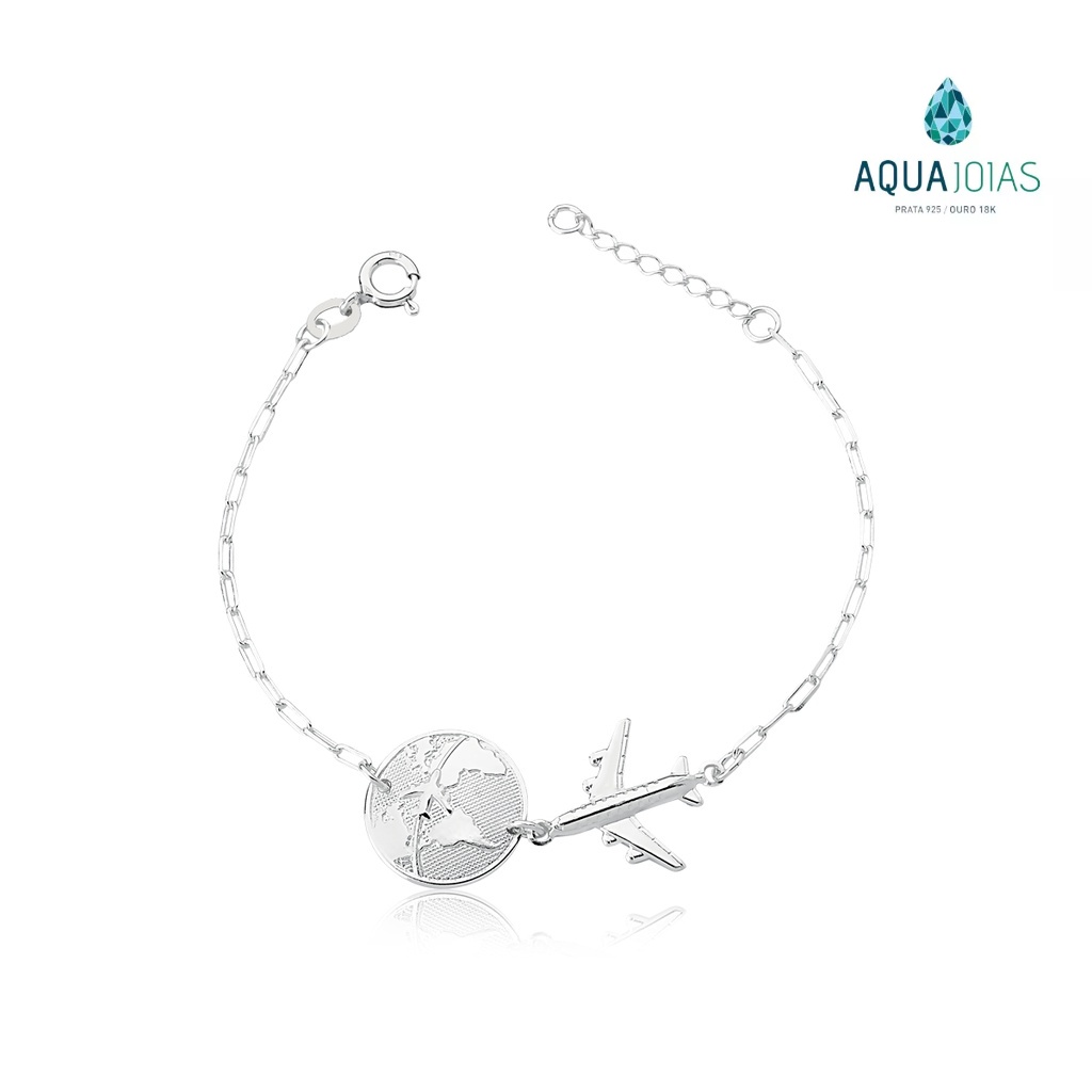 Pulseira viagem ao mundo - prata 925 - Fashion Accessories