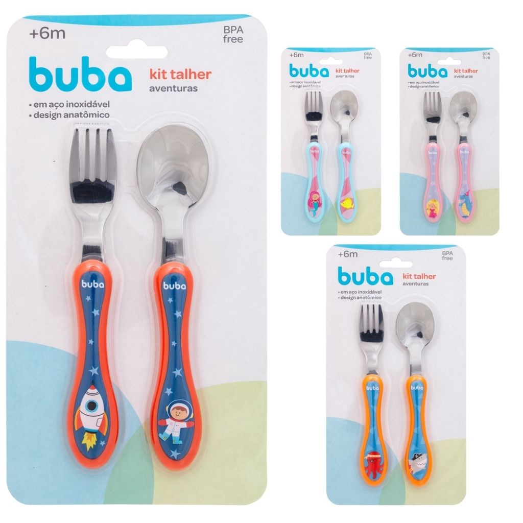 Kit Talheres Infantil Aventuras Colher E Garfo - Buba - Mom & Baby